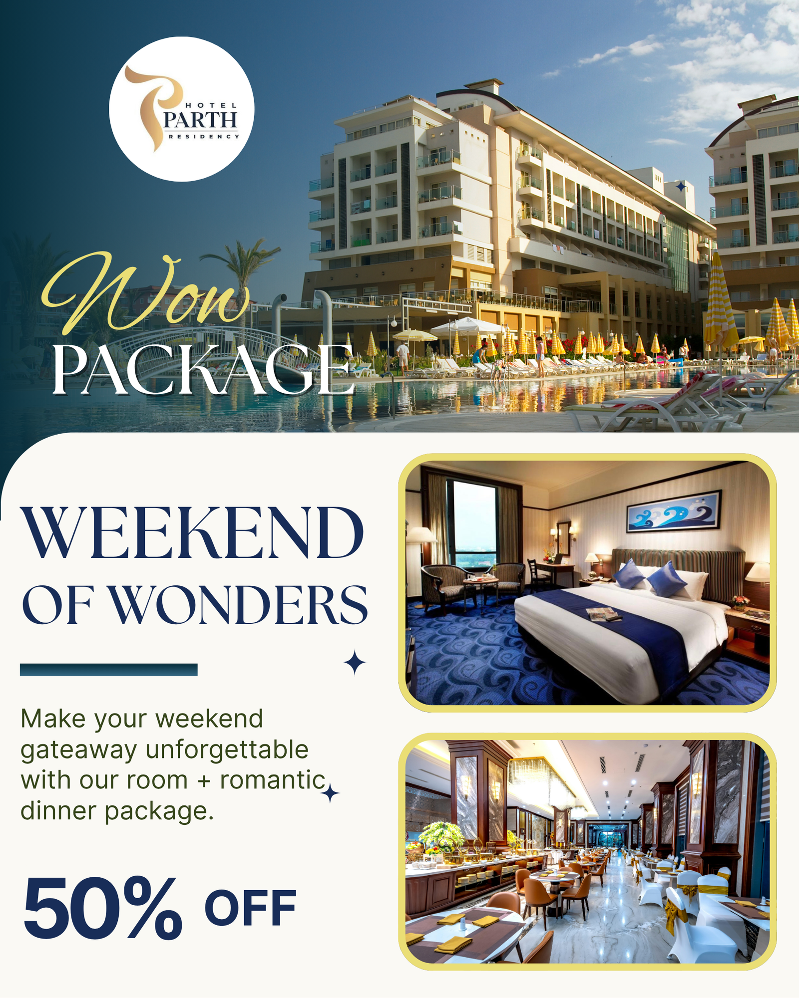 Blue Yellow Modern Hotel Promo Instagram Post