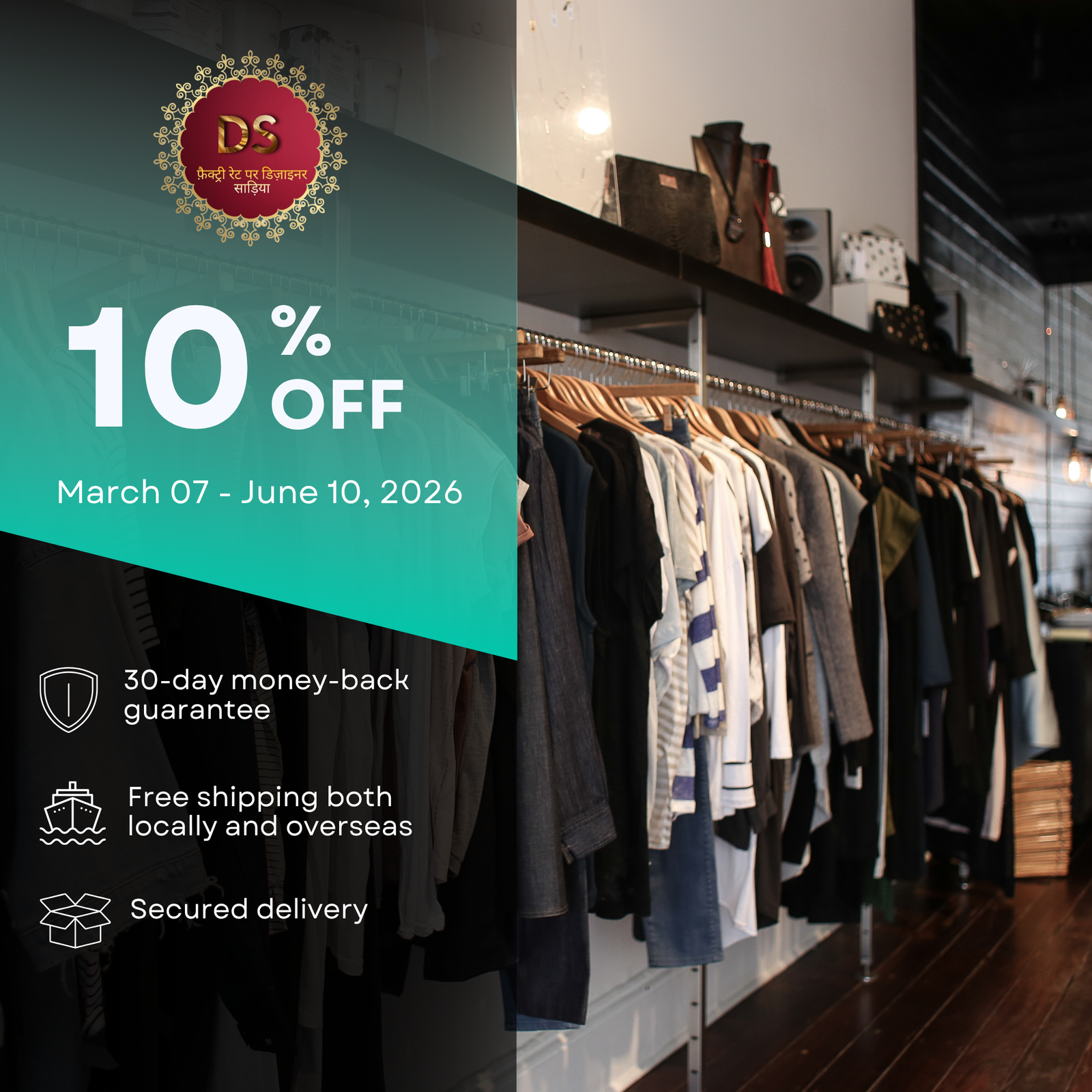 Dark Modern Elegant Fashion Clothing Sale Instagram Post